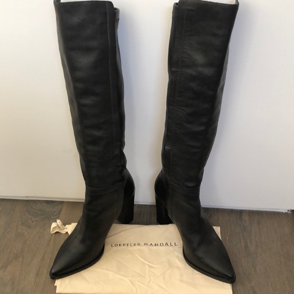 Loeffler Randall Shoes - LOEFFLER RANDALL Black Leather Knee High Boots